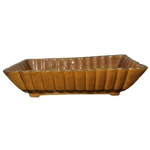 Vintage MCM USA Brown Gold Glaze Pottery Planter D108 Succulent Pot Dish